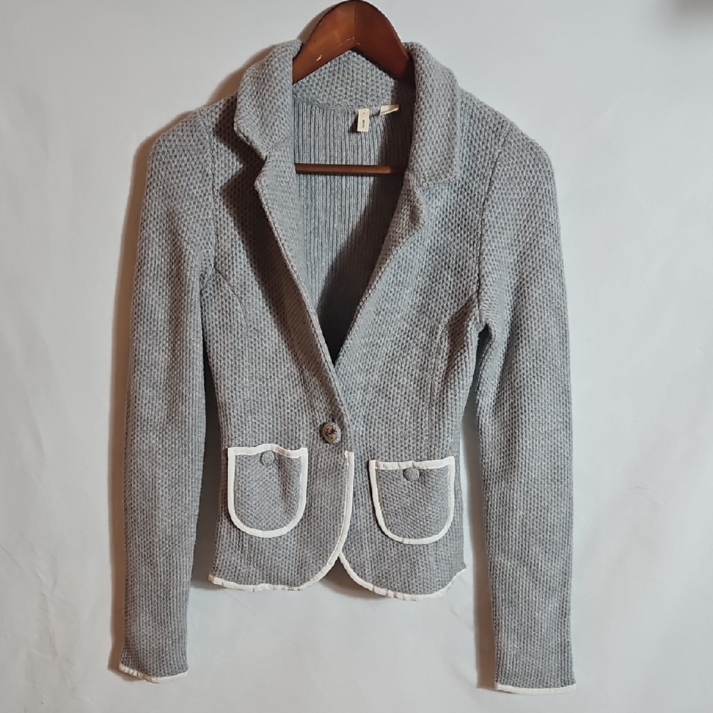 Moth Charcoal Cardigan with Ivory Accents